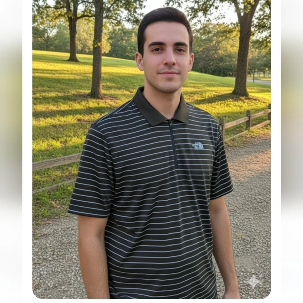 The North Face Striped Polo Shirt Mans Size L